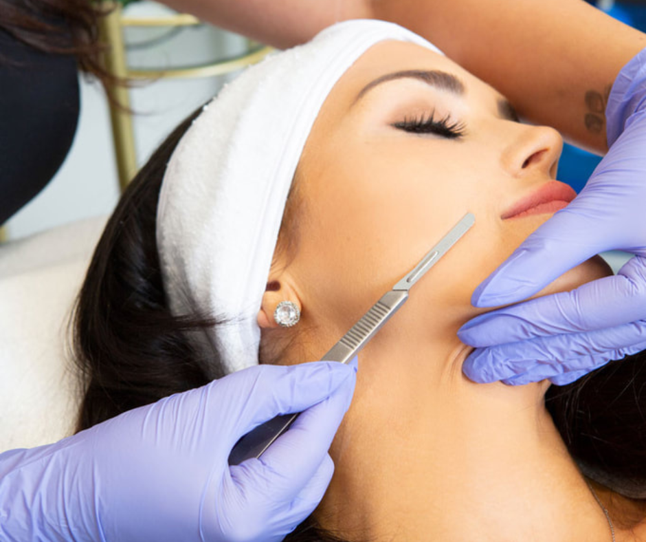 woman getting dermaplaning done